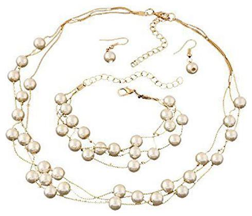 

Shining Diva Fashion Pearl Jewellery Set for Women (White) (sd8431s)