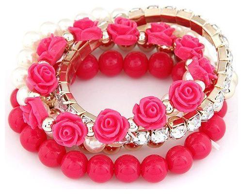 

Cinderella Collection By Shining Diva Non Precious Metal Charm Bangle Bracelet for Girls and Women (Pink) (rrsd6724b)