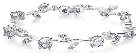 

Valentine Gift By Shining Diva Crystal Bangle Silver Plated Bracelet for Women and Girls (Silver) (9961b)