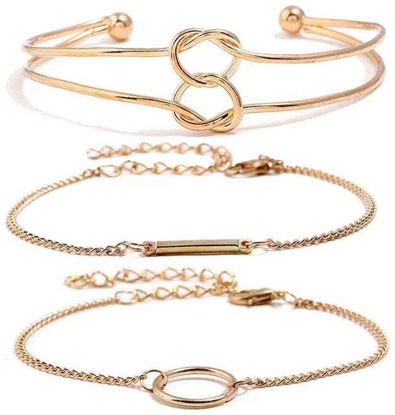 

Shining Diva Fashion Gold Plated Set of 3 Bracelet for Girls and Women