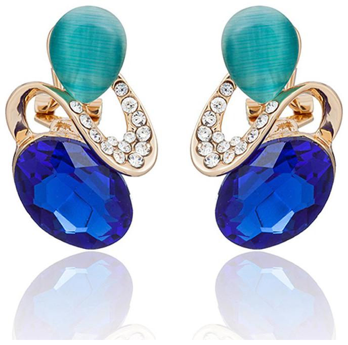 

Shining Diva Fashion Blue Crystal Stylish Earrings for Women and Girls