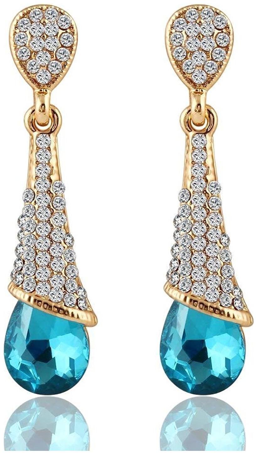 

Shining Diva Fashion Blue Crystal Stylish Fancy Party Wear Earrings For Women and Girls (Blue) (8009er)