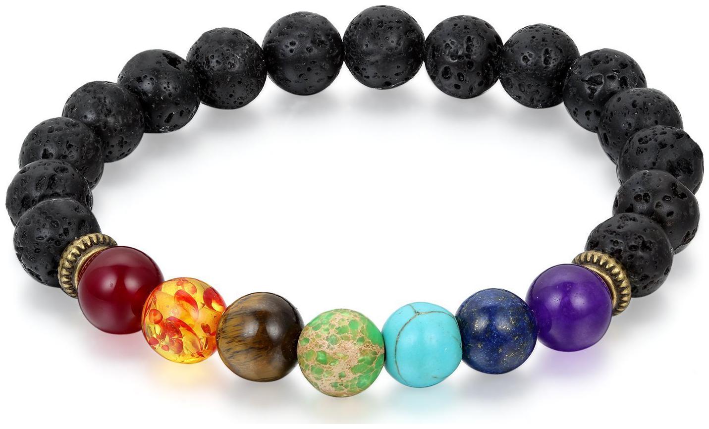 

Shining Diva Fashion Natural Lava Stone 7 Chakra Healing Yoga Reiki Crystal Jewellery Bracelet for Men by Shining Diva Fashion(Black)(9371b)