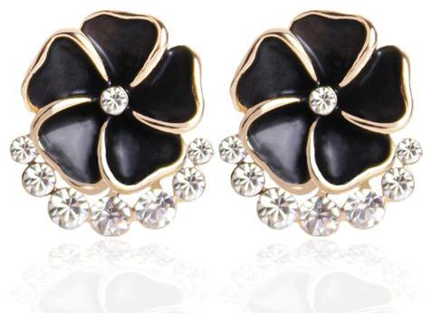 

Shining Diva Fashion Black Floral Luxury Stud Stylish Fancy Party Wear Earrings For Women Girls (9565er)