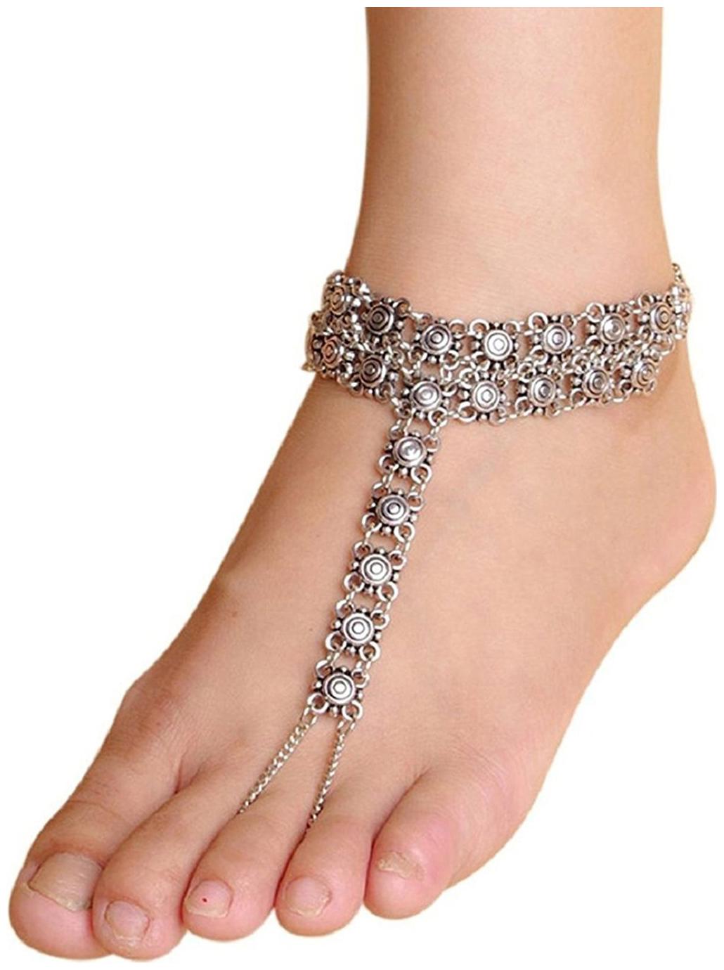 

Shining Diva Antique Jewellery Silver Anklet for Girls Women(Silver)(8271a)