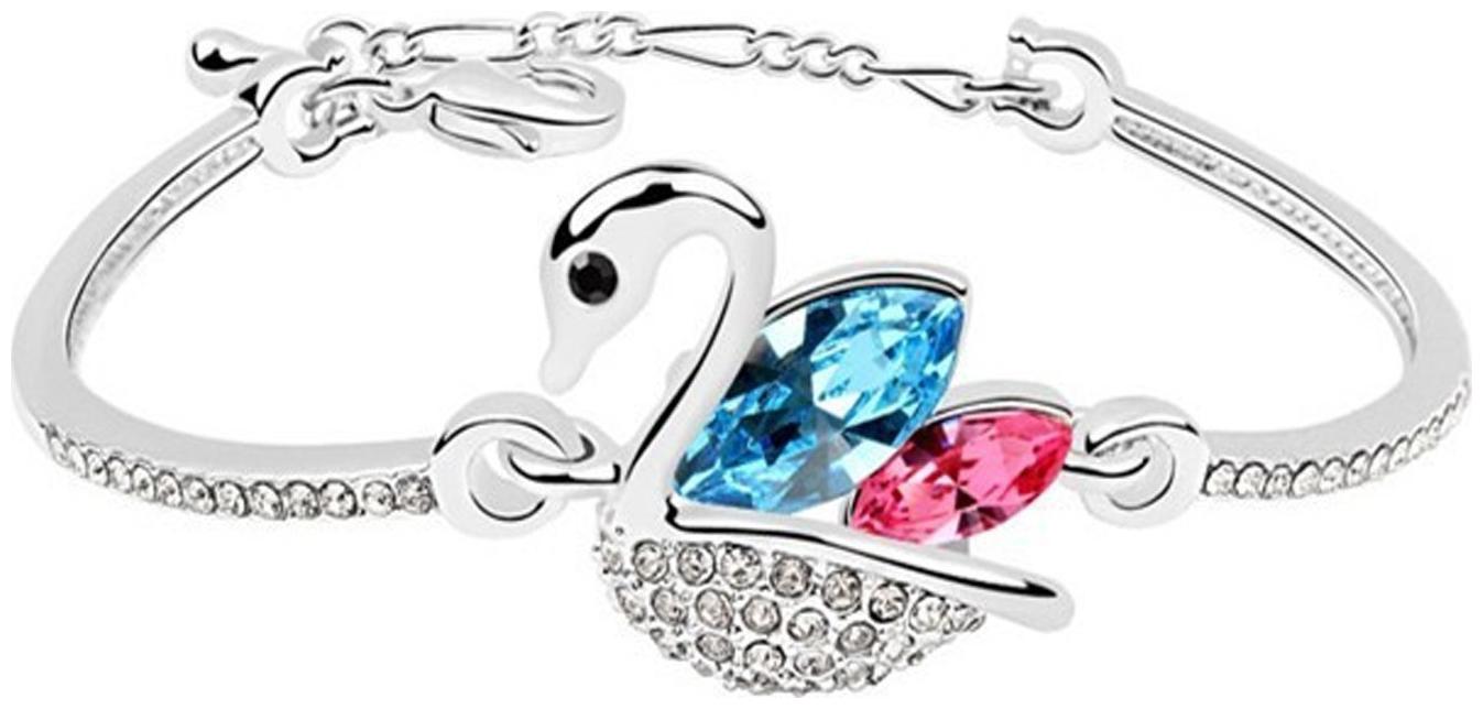 

Shining Diva True Love Swan Crystal Bangle Bracelet for Women