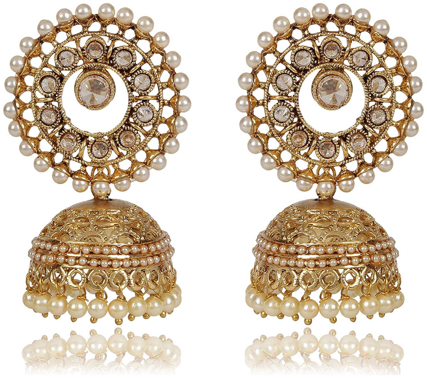 

Shining Diva Fashion Latest Design Party Wear Stylish Ear Rings Traditional Jhumki Earrings for Women and Girls (White)