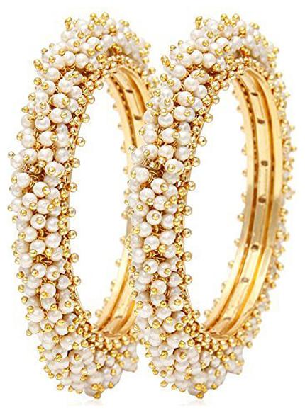 

Shining Diva Gold Plated Traditional Pearl Bangles for Women