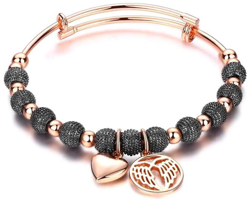 

Valentine Gift By Shining Diva Heart Charm 18k Gold Plated Bracelet for Women and Girls (Rose Gold) (9977b)