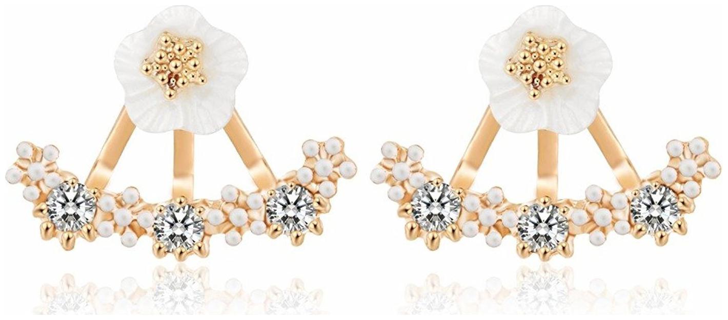 

Shining Diva Fashion Crystal Gold Plated Cubic Zirconia Stud Earrings for Women(White)(8851er)