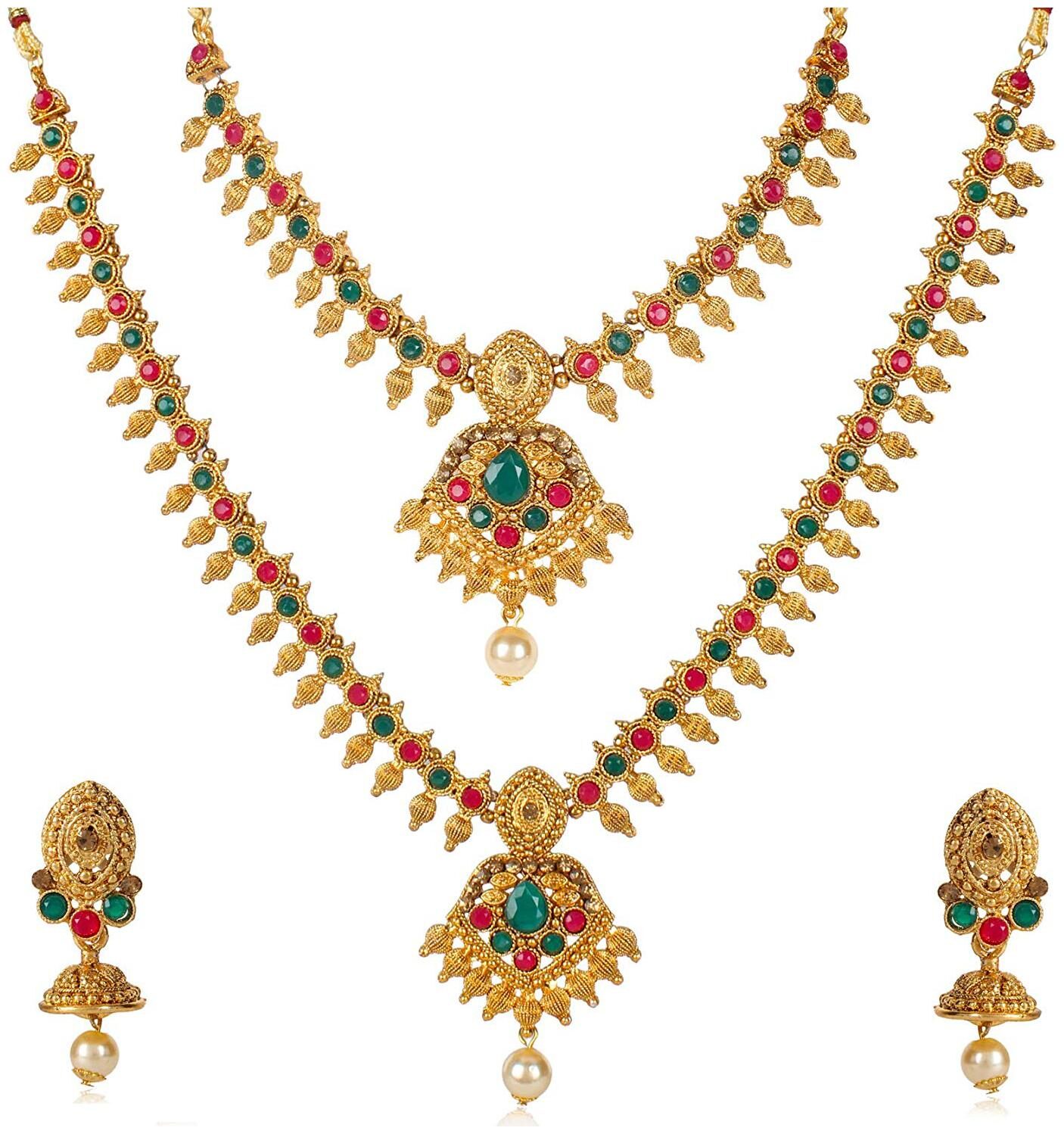 

Shining Diva Fashion Latest Combo Design Necklace Set for Women Traditional Gold Plated Jewellery Set for Women