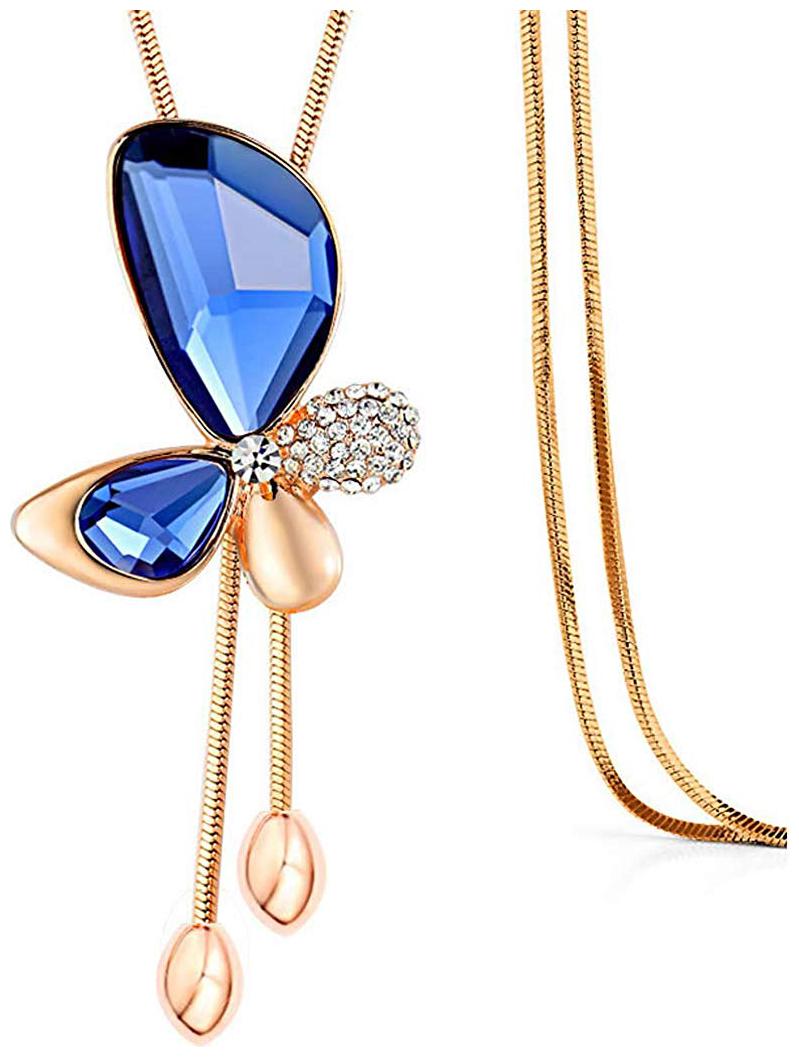 

Shining Diva Fashion Latest Fashion Jewellery Collection Gold Plated Pendant for Women (Blue)(9278np)