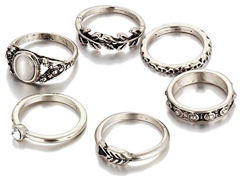 

Shining Diva Fashion Tibetan Antique Silver Set of 6 Midi Finger Rings for Women and Girls(Silver)(8612r)