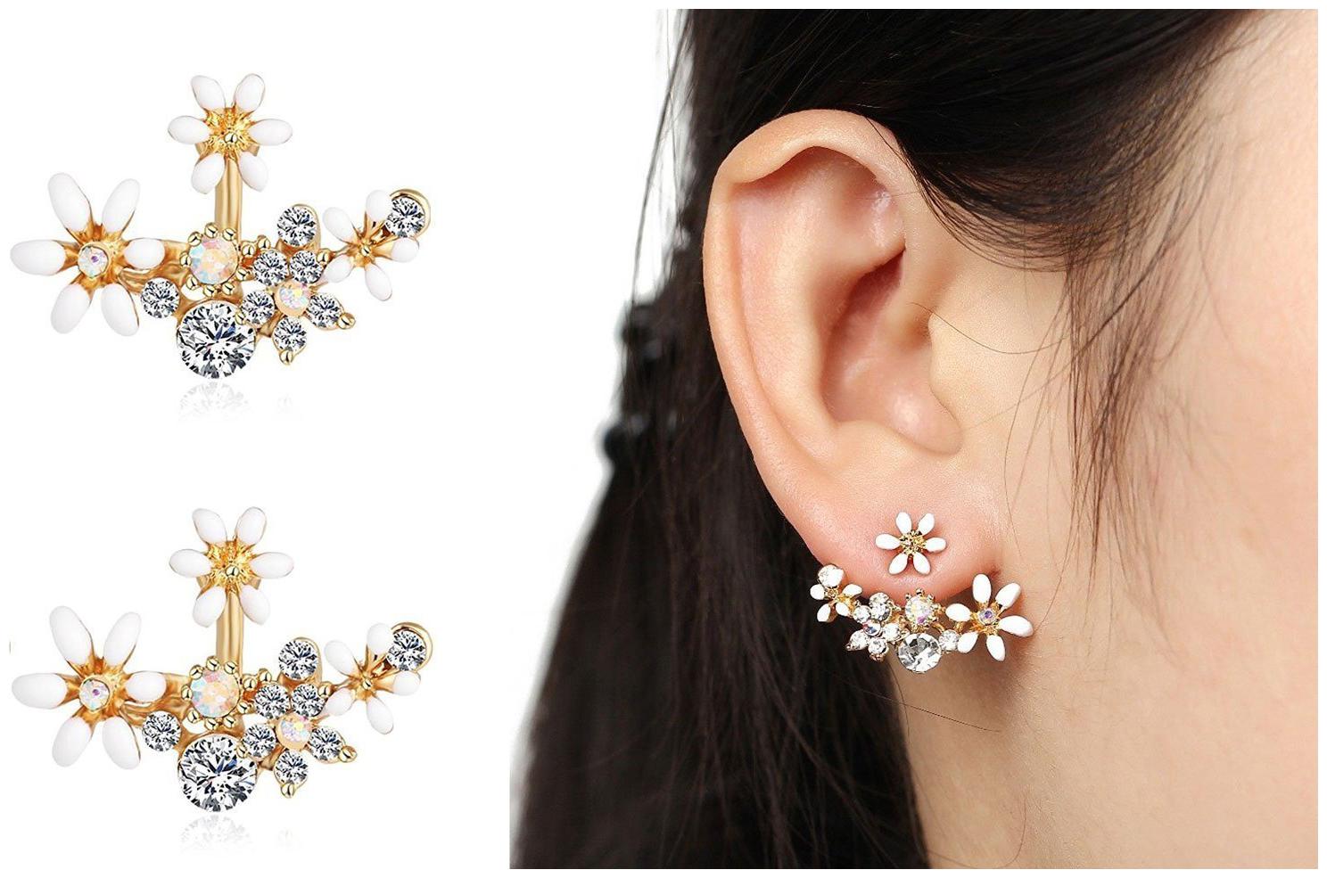 

Shining Diva Fashion White Crystal Stylish Fancy Party Wear Stud Earrings For Women Girls(8846er)