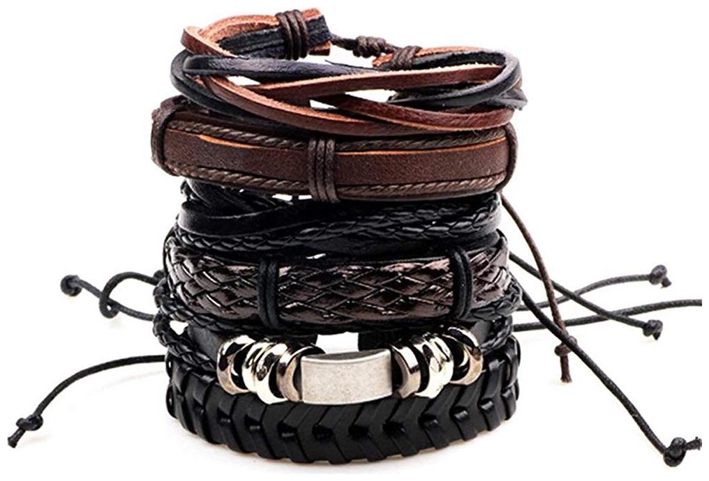 

Shining Diva Fashion Leather Multilayer Bracelet for Men and Boys