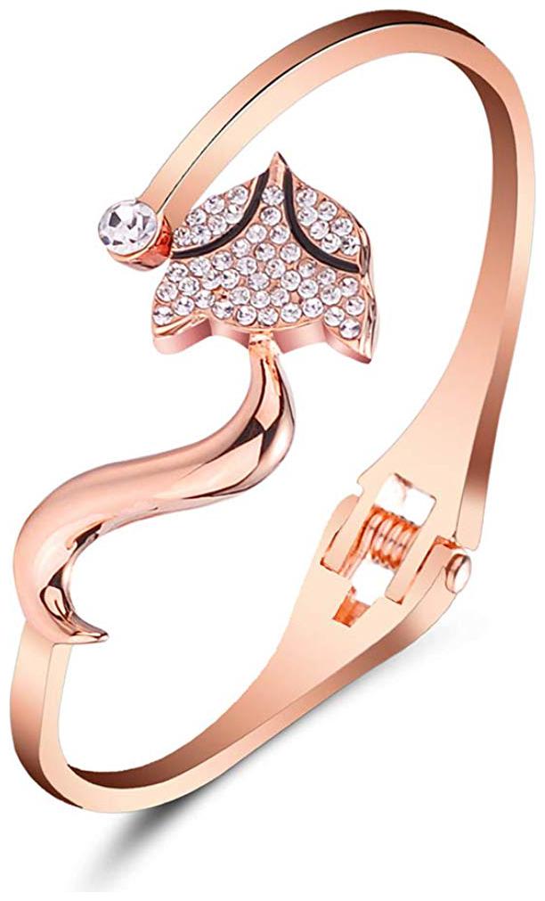 

Shining Diva Fashion Crystal Fox Bangle Bracelet for Women and Girls (Rose Gold) (10081b)