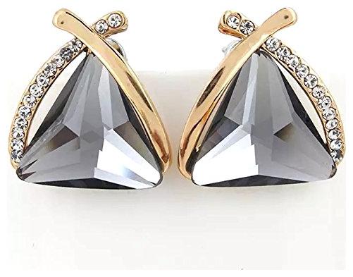 

Shining Diva Fashion Grey Crystal Gold Plated Stylish Fancy Party Wear Stud Earrings For Women Girls(8771er)