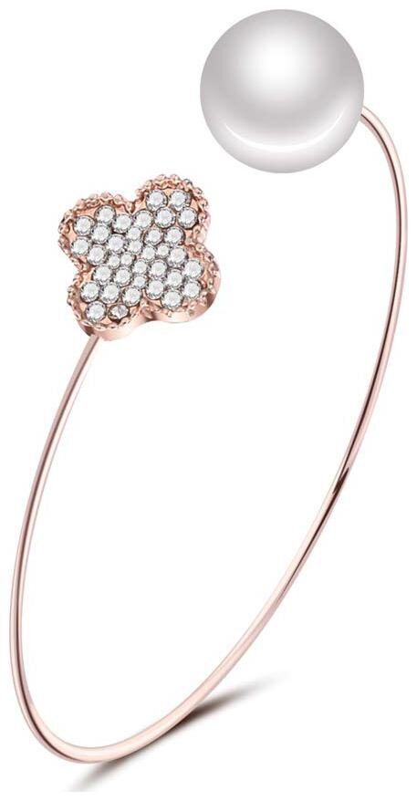 

Shining Diva Fashion Rose Gold Pearl Bracelet for Girls and Women