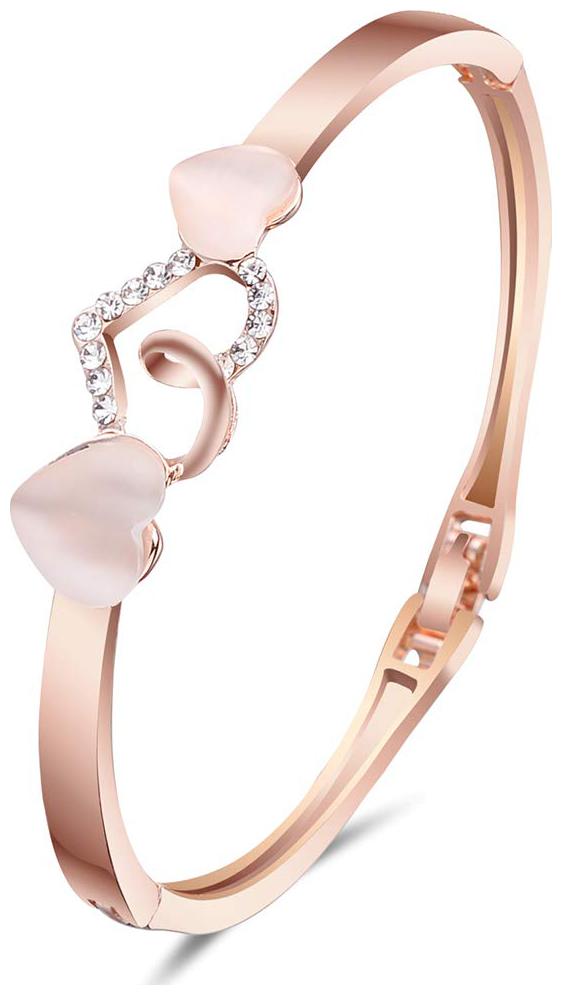 

Shining Diva Fashion 18k Rose Gold Love Heart Bangle Bracelet for Women and Girls