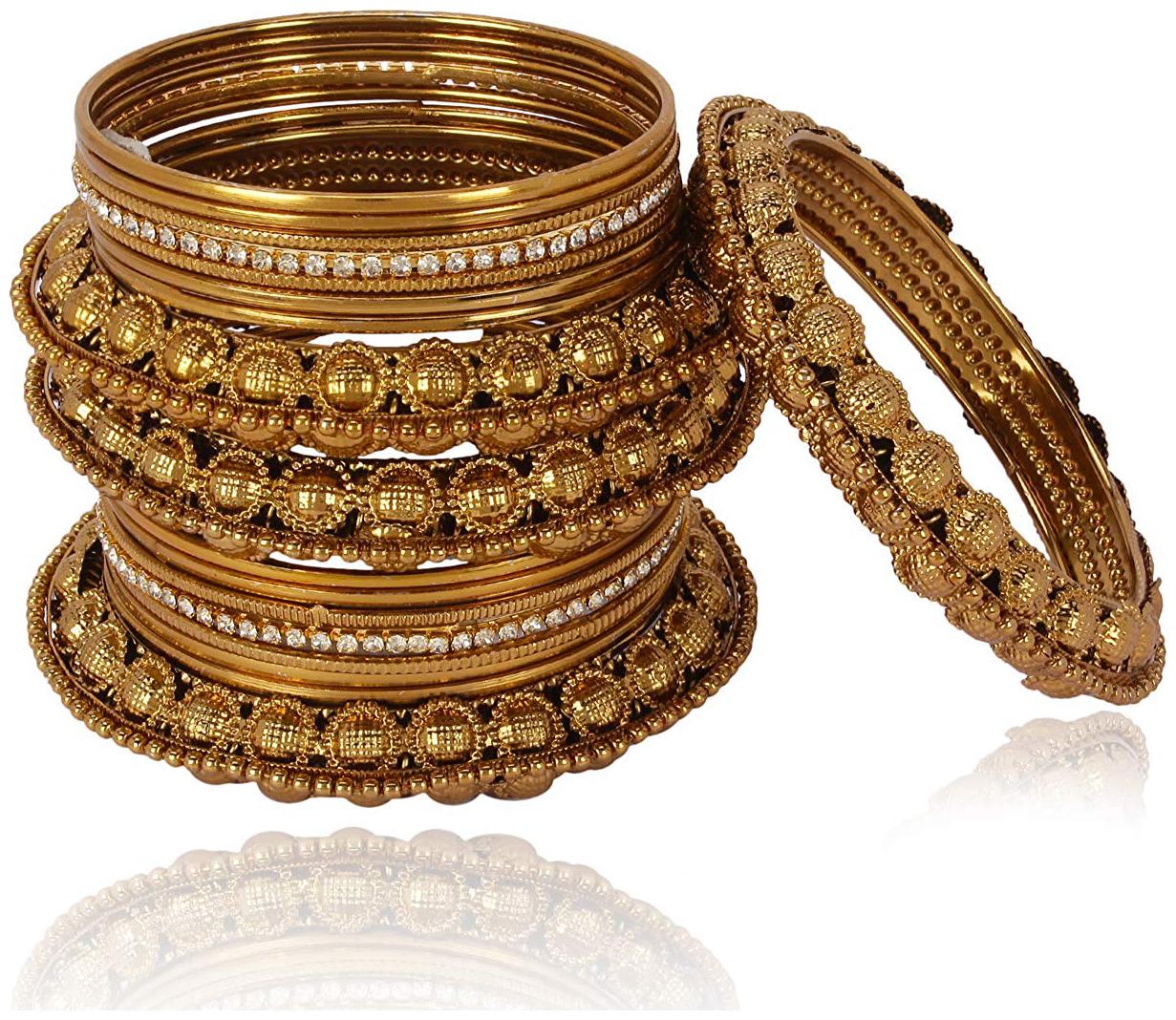 

Shining Diva Fashion Latest Antique Design Traditional Gold Plated Bangle for Women (Golden) (10419b 2 6)