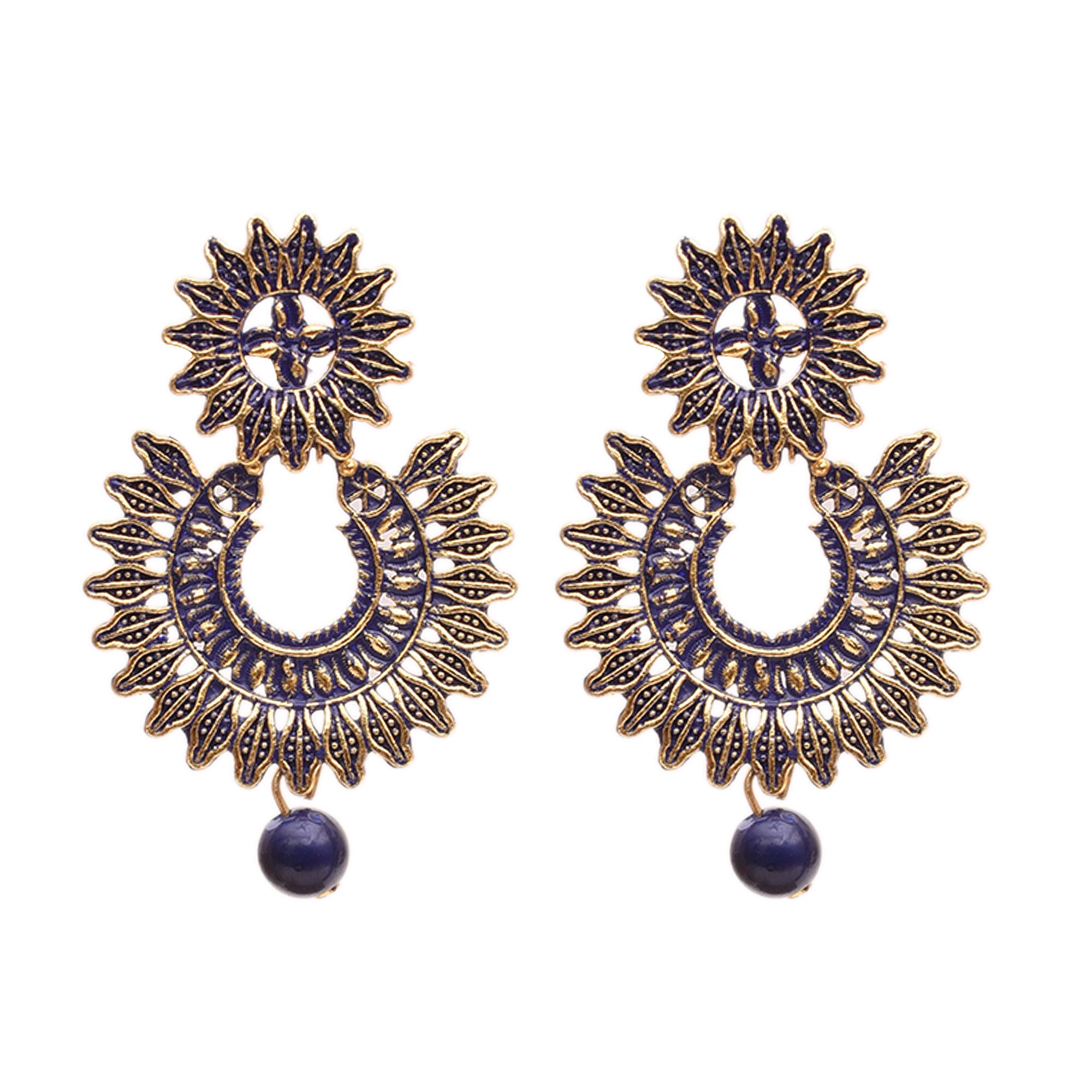 

SHINING GEM Blue Golden Clip On Earring For Women