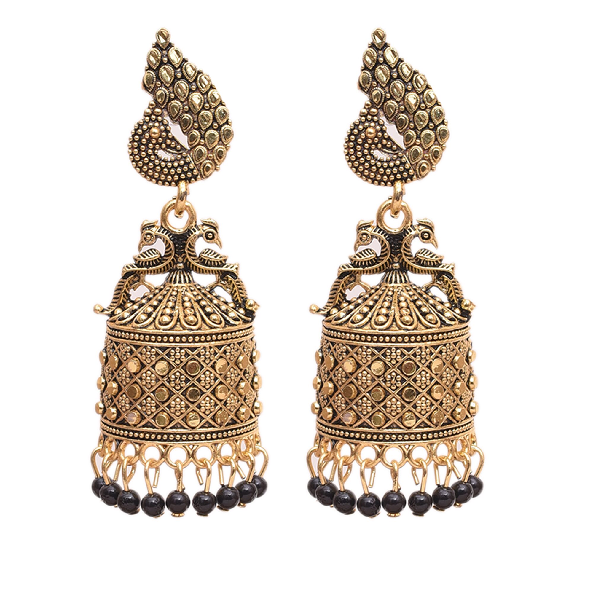 

SHINING GEM Black Golden Jhumki Earring For Women