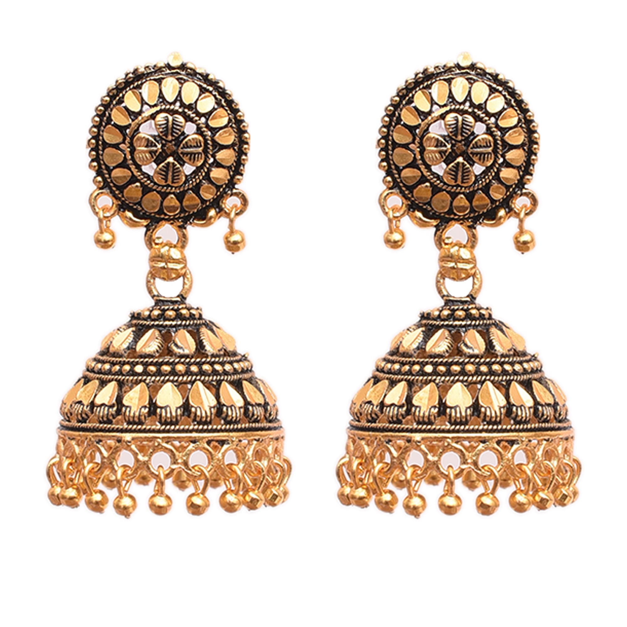 

SHINING GEM Black Golden Jhumki For Women