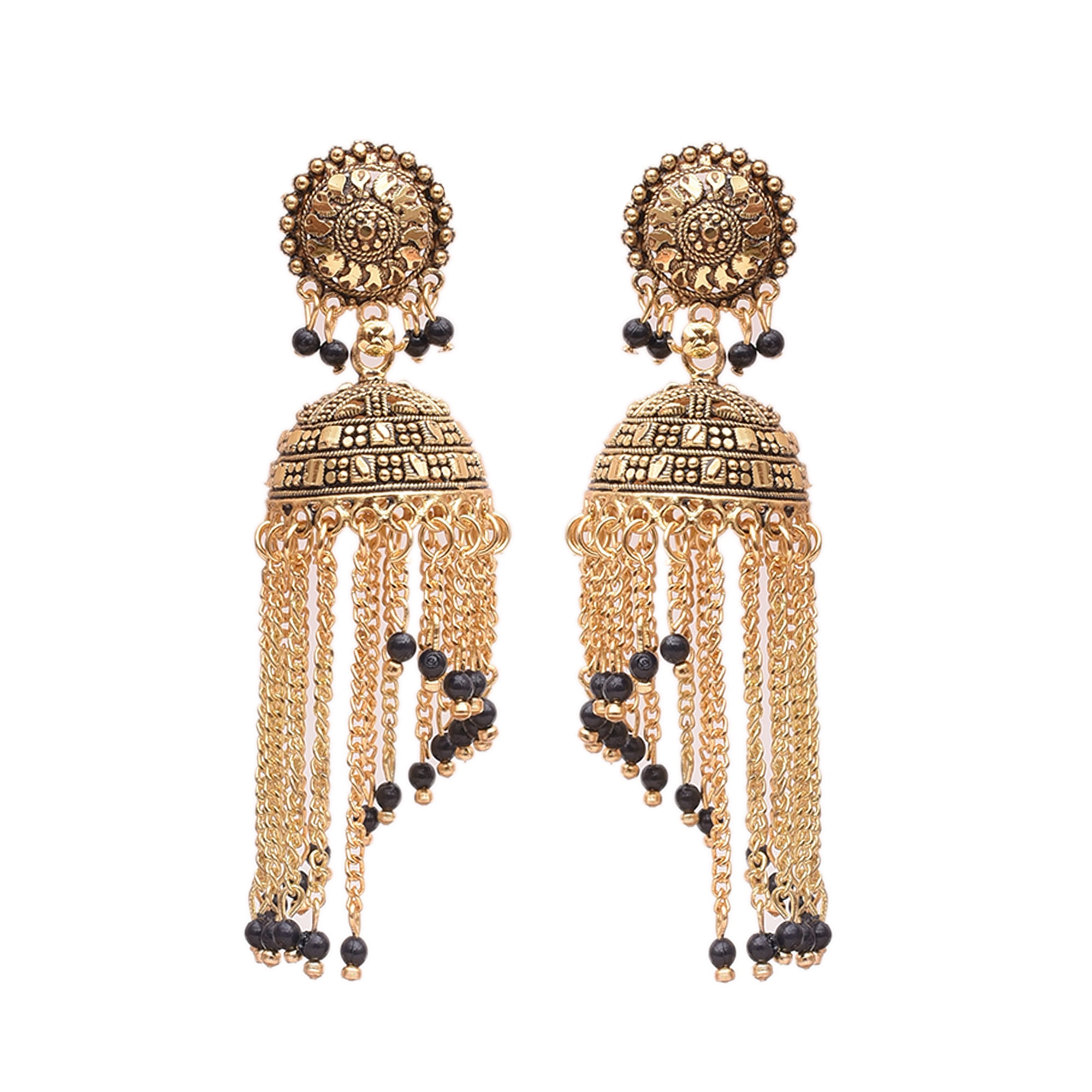 

SHINING GEM Black Golden Jhumki Earring For Women