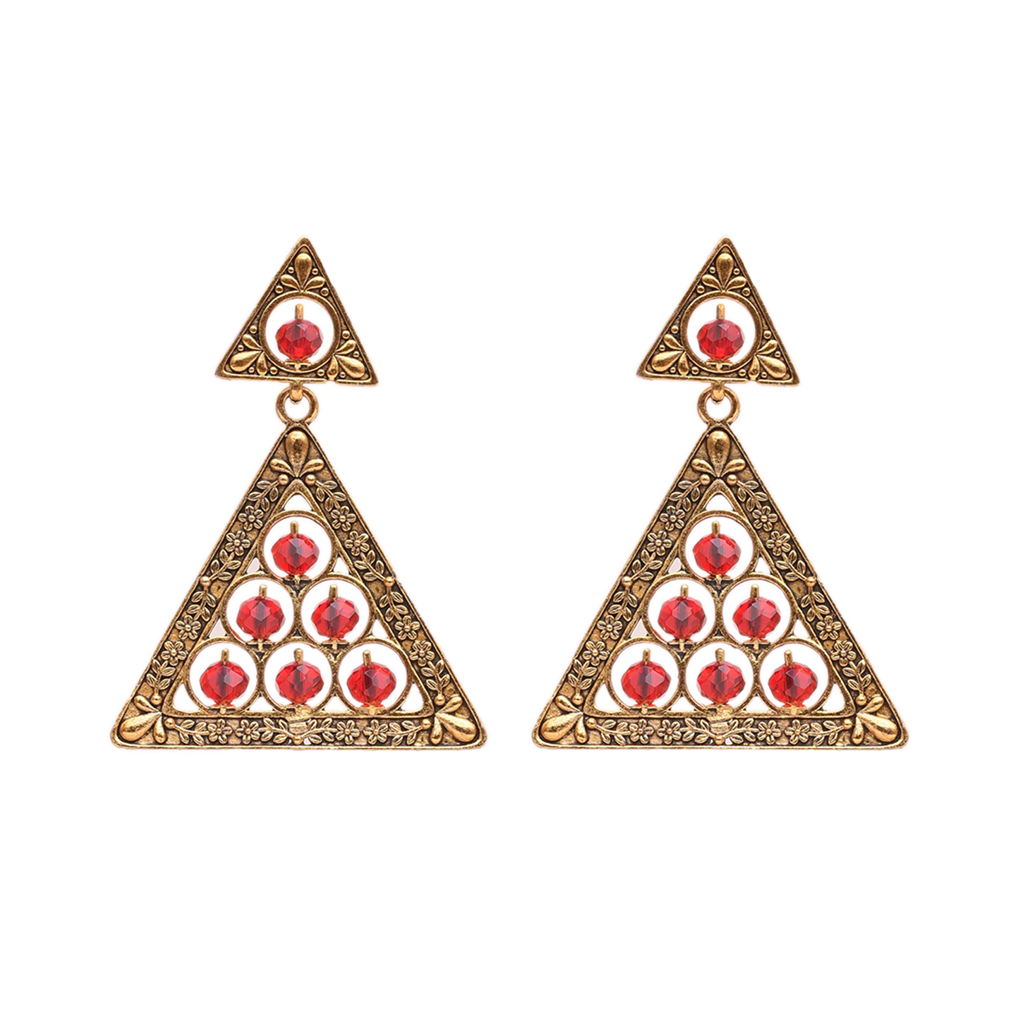 

SHINING GEM Red Golden Clip On Earring For Women