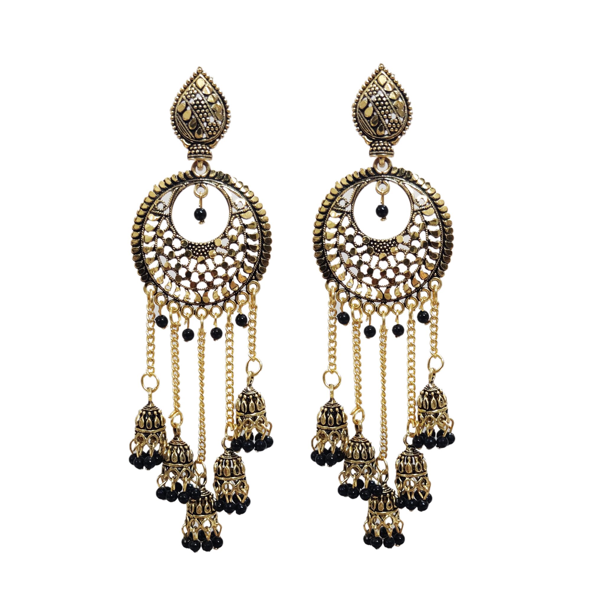 

Shining Gem Simply Precious Black Gold Drop Earrings With Dangle Jhumki