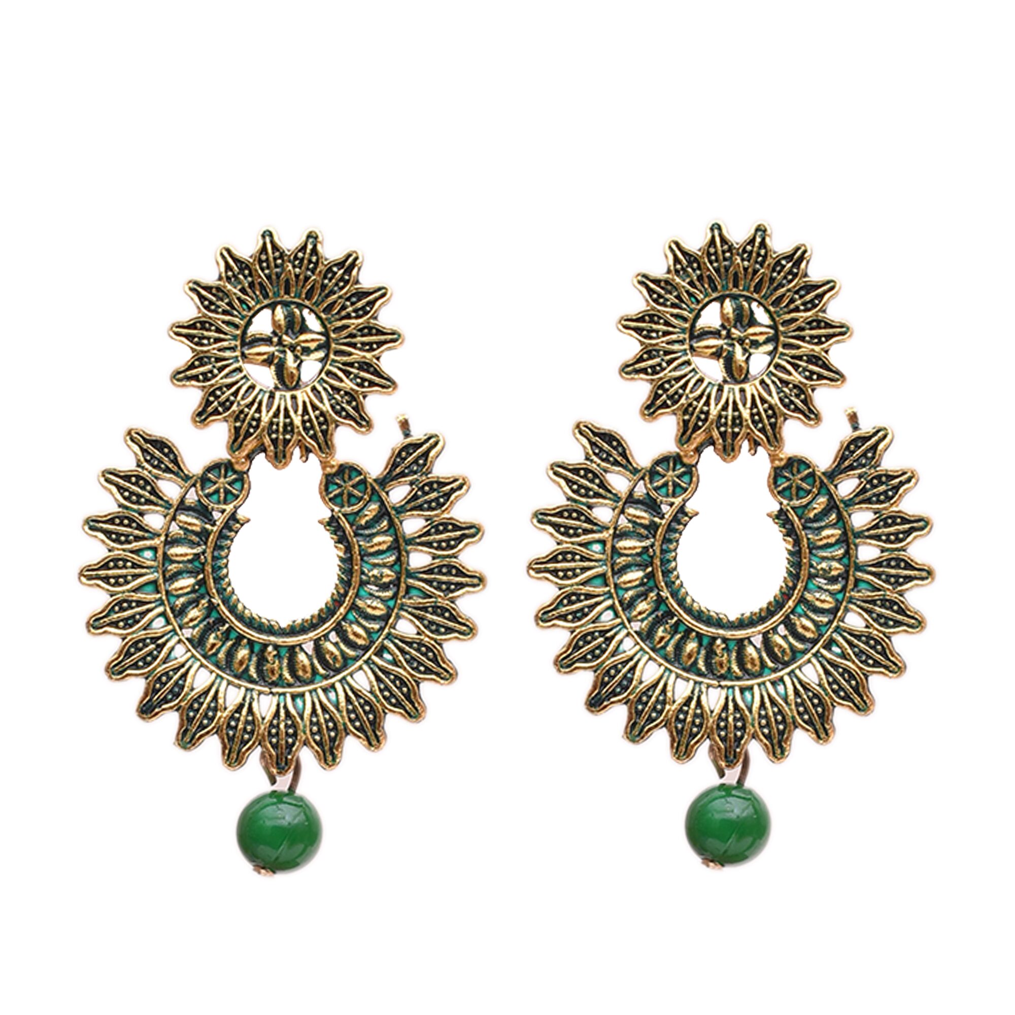

SHINING GEM Green Golden Clip On Earring For Women