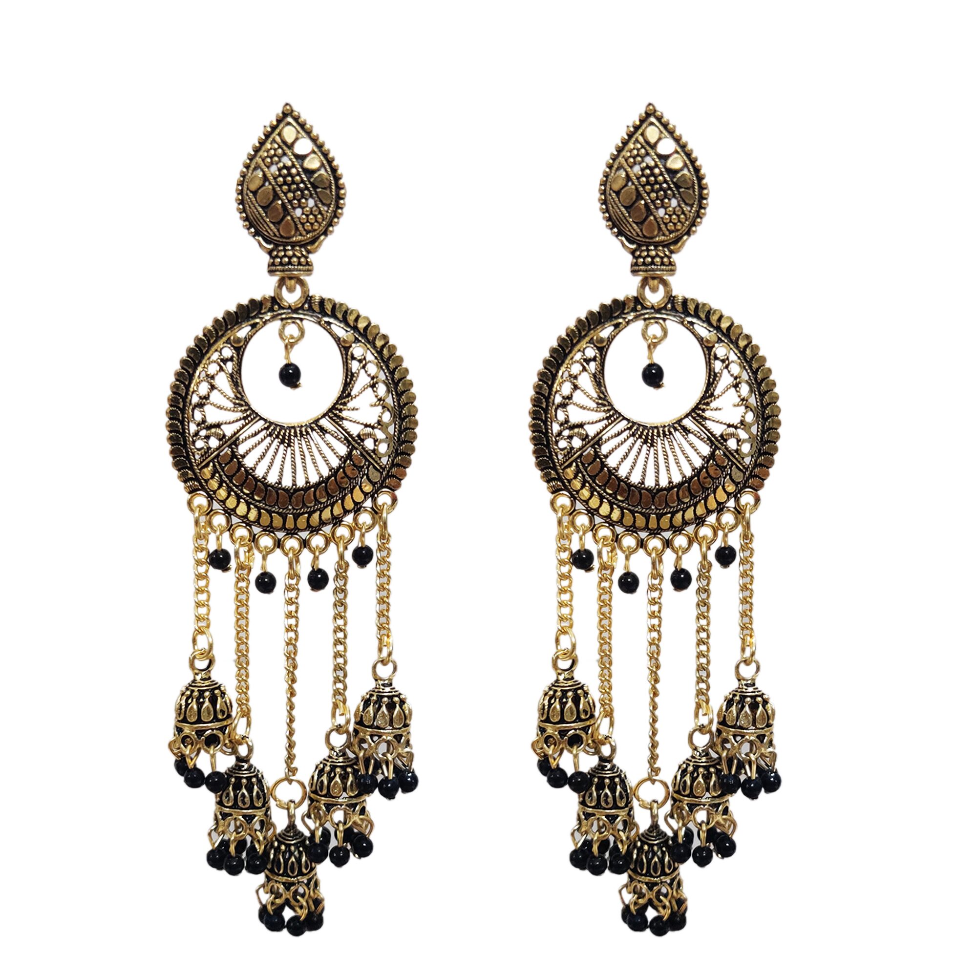 

Shining Gem Simply Precious Beautiful Black Gold Drop Earrings With Dangle Jhumki