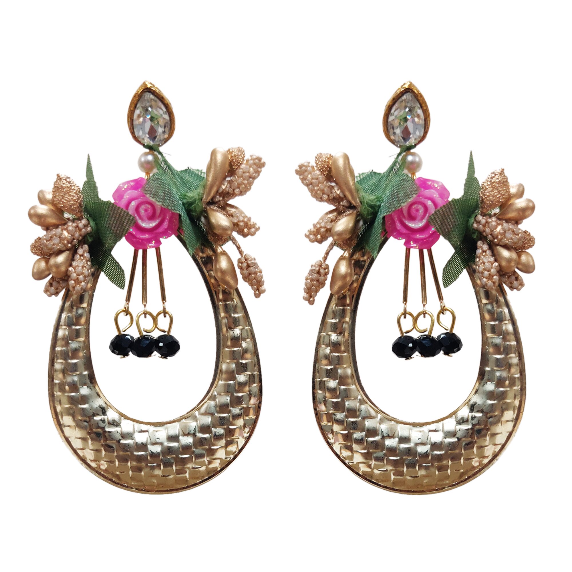 

Shining Gem Simply Precious Stylish Pink Flower Earrings For Women Girls