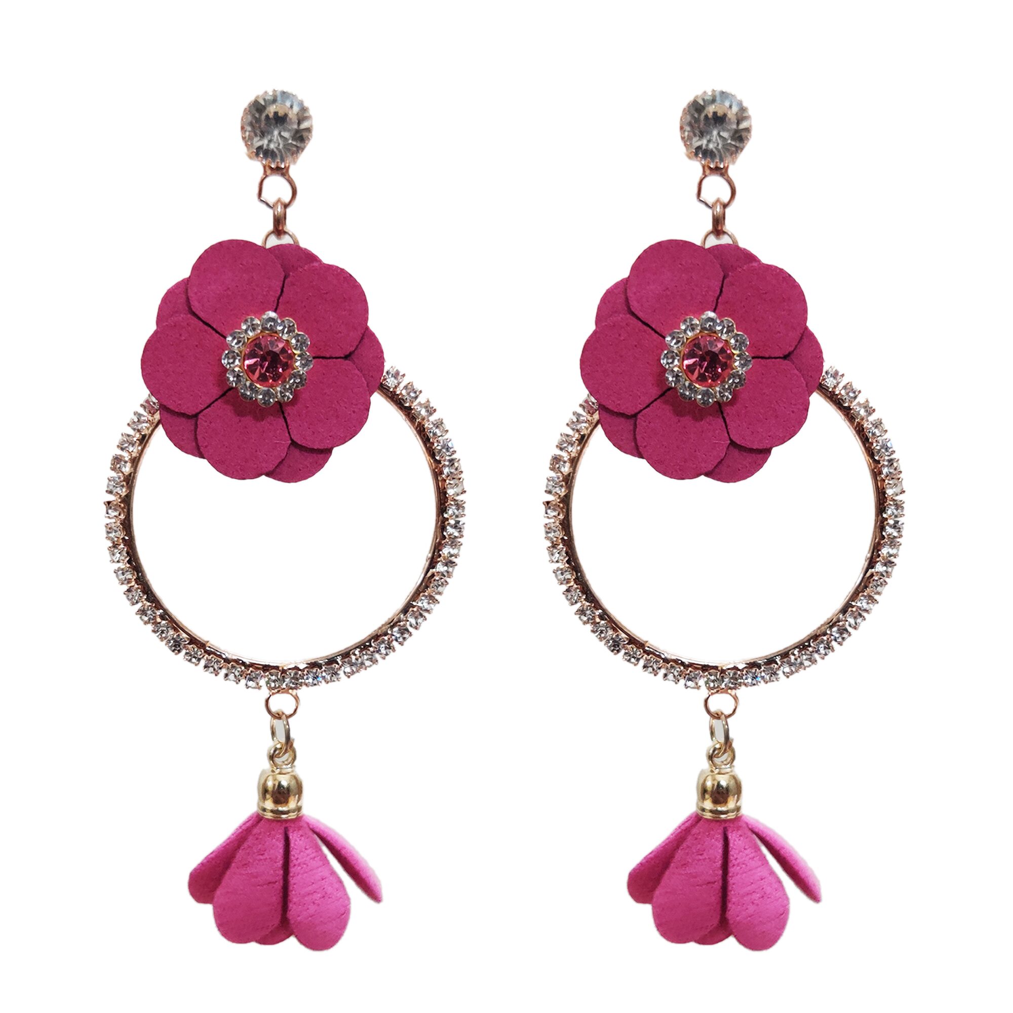 

Shining Gem Simply Precious Stylish Pink Flower Dangles For Women Girls