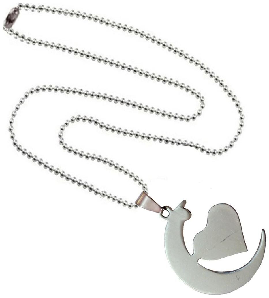 

Shiv Jagdamba I Love You Heart To The Moon Silver Stainless Steel Moon Necklace Pendent For Men And Women