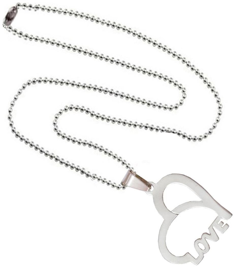 

Shiv Jagdamba Heart Love Letter Silver Stainless Steel Heart Necklace Pendant For Men And Women