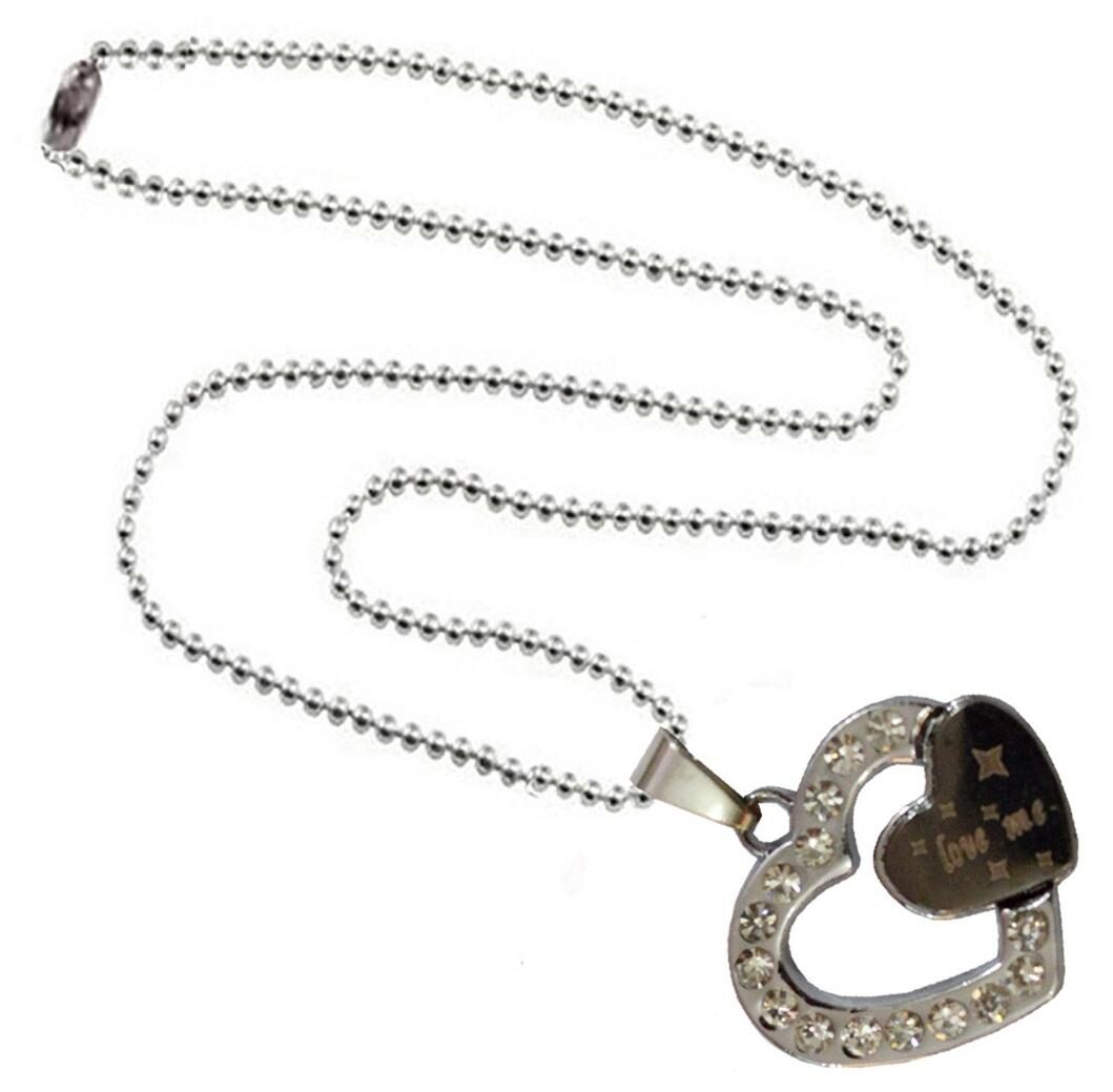 

Shiv Jagdamba Crystal Love Me Black And Silver Stainless Steel Heart Necklace Pendant For Men And Boys