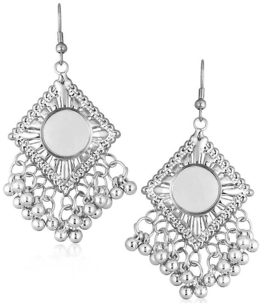 

Shostopper Afghani Geometric Oxidised Mirror Earrings SJ6127EN