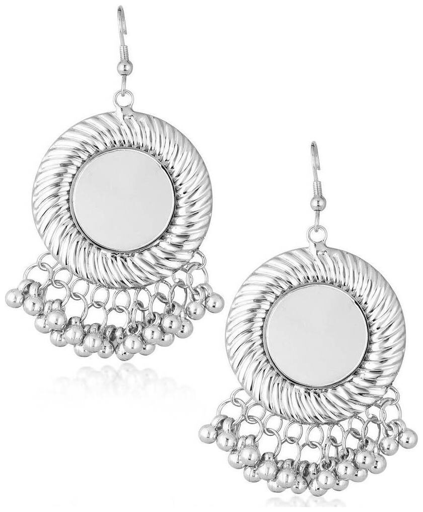

Shostopper Afghani Round Oxidised Mirror Earrings SJ6126EN