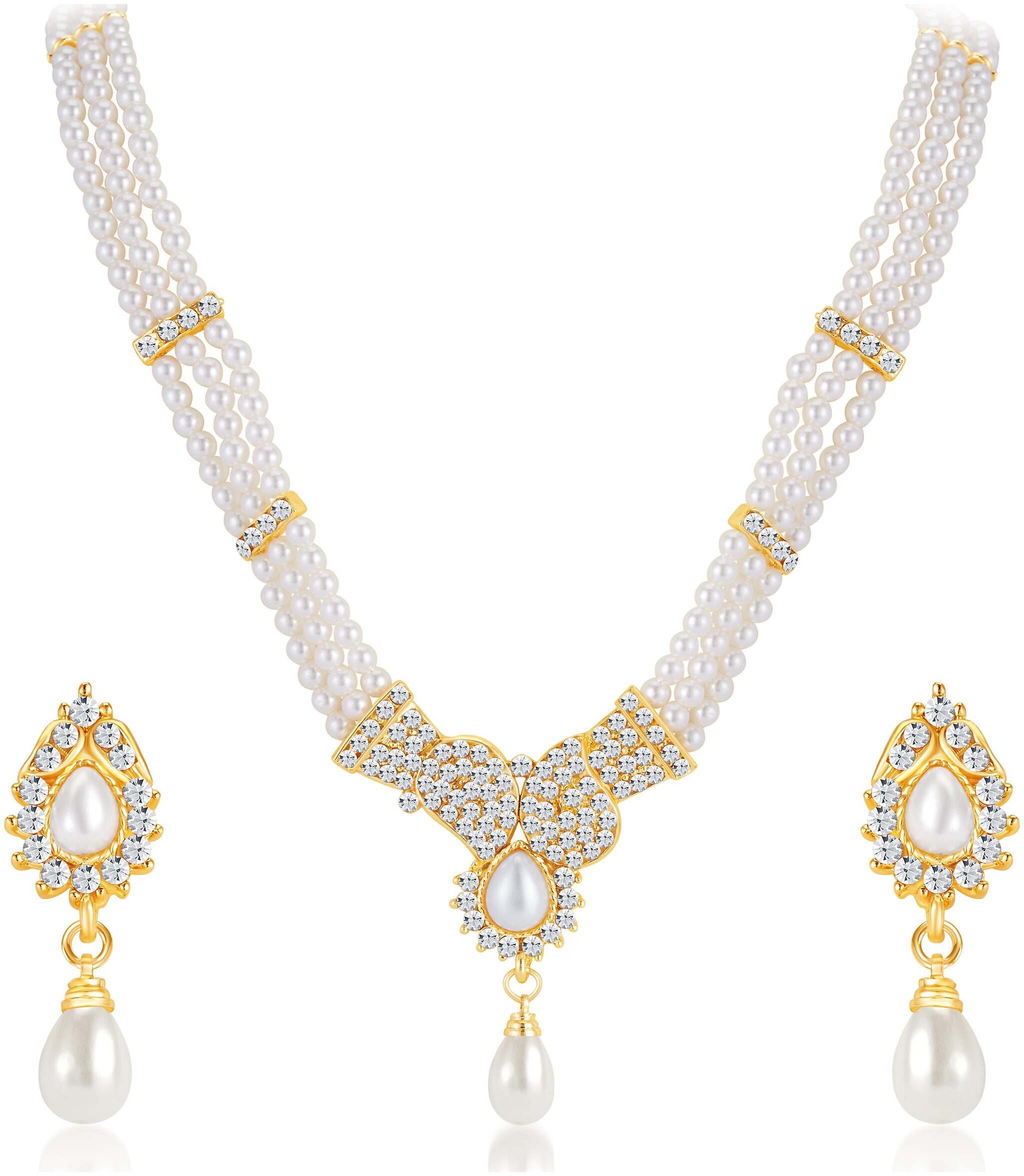 

Sukkhi ShoStopper Ethnic Gold Plated Australian Diamond Necklace Set