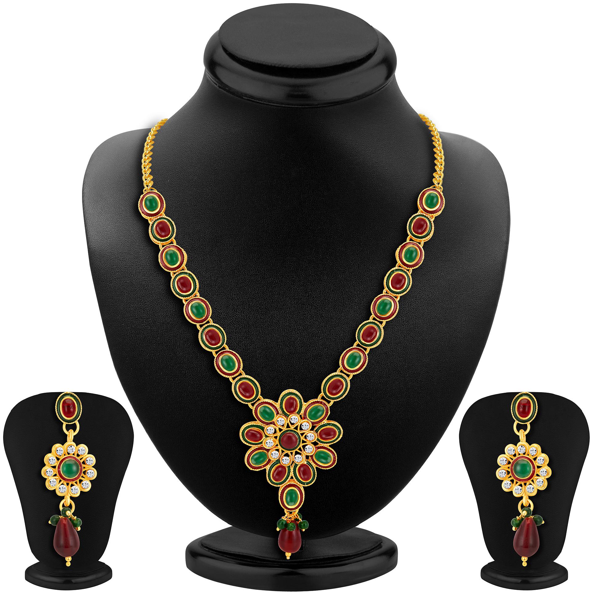 

Sukkhi ShoStopper Fashionable Gold Plated Australian Diamond Necklace Set