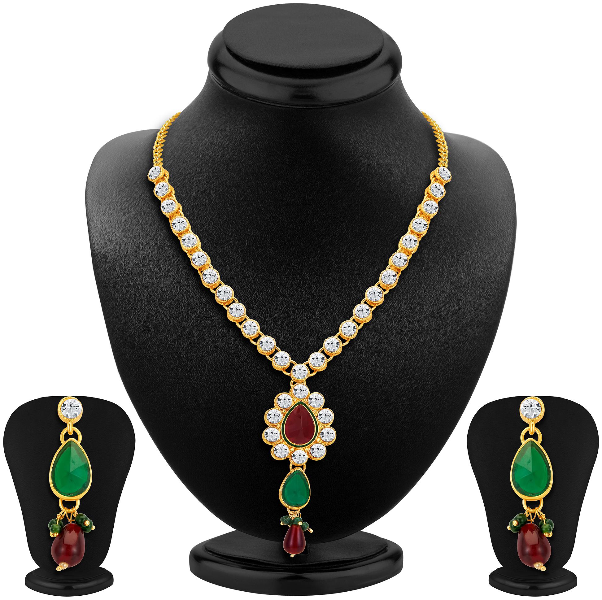 

Sukkhi ShoStopper Glorious Gold Plated Australian Diamond Necklace Set