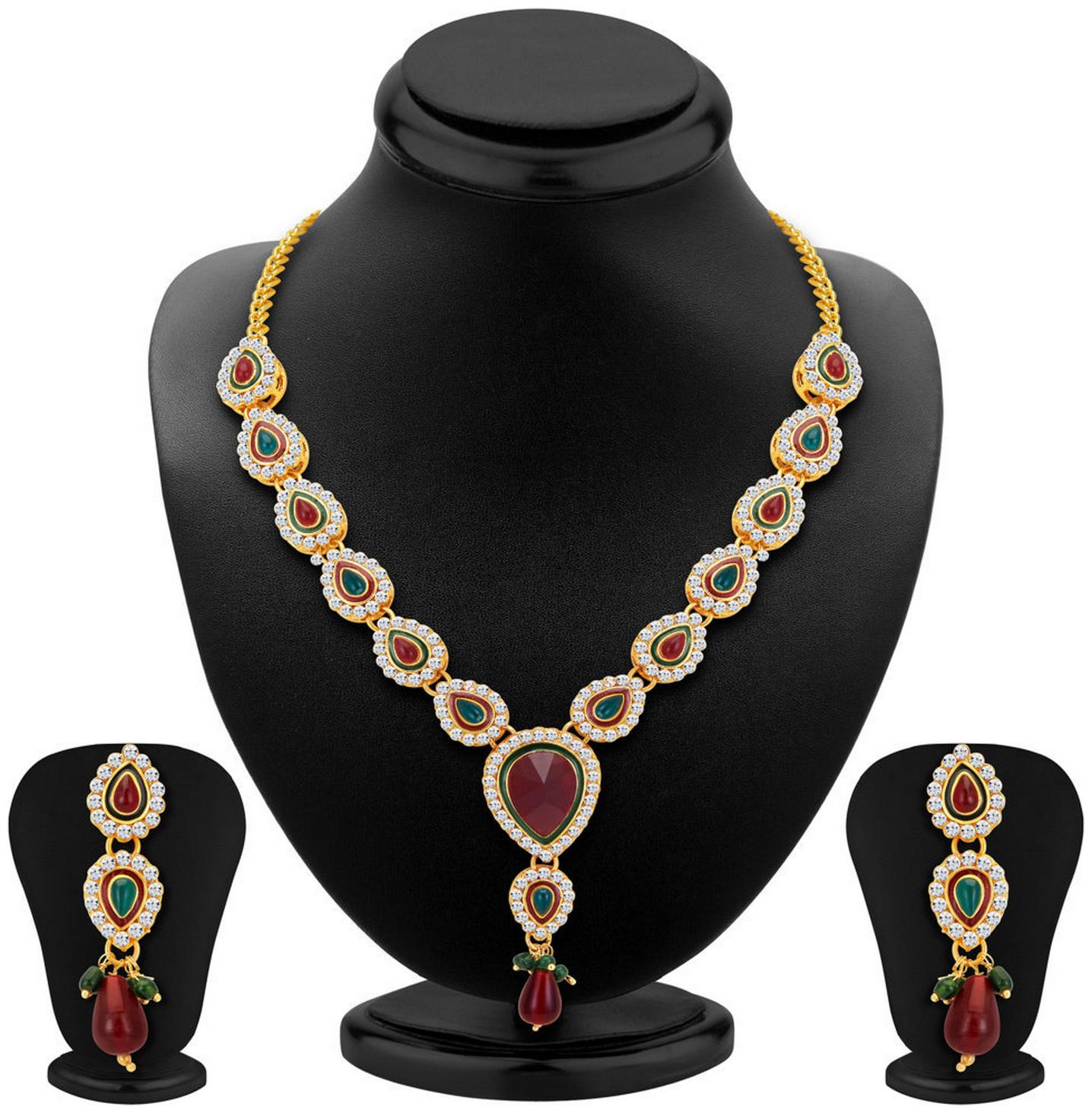 

Sukkhi ShoStopper Marquise Gold Plated Australian Diamond Necklace Set