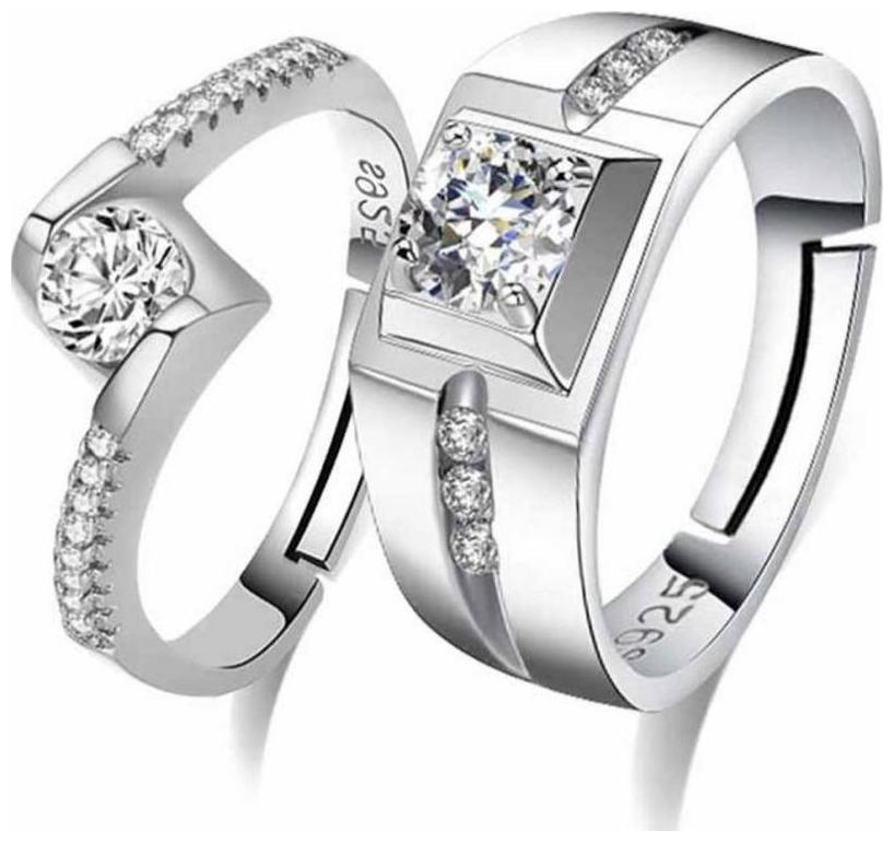

Shubho Jewellers Stylish High Qualit Elegant Crystal Adjustable Couple Ring For Women Men