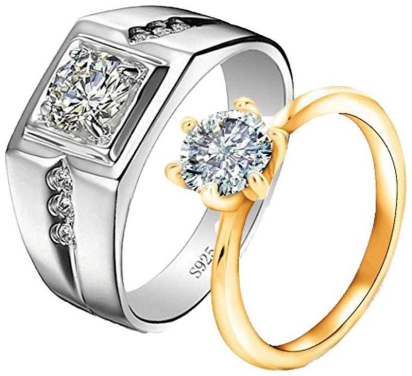 

Shubho Jewellers Stylish High Qualit Elegant Crystal Adjustable Couple Ring For Women Men