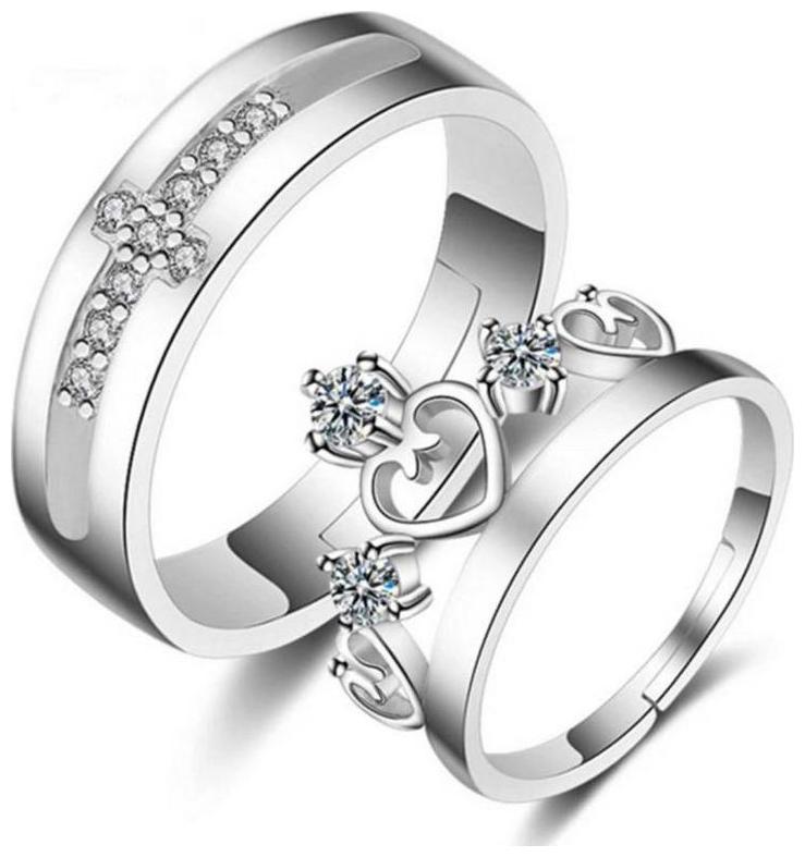 

Shubho Jewellers Stylish High Quality Elegant Crystal Adjustable Couple Ring For Women Men