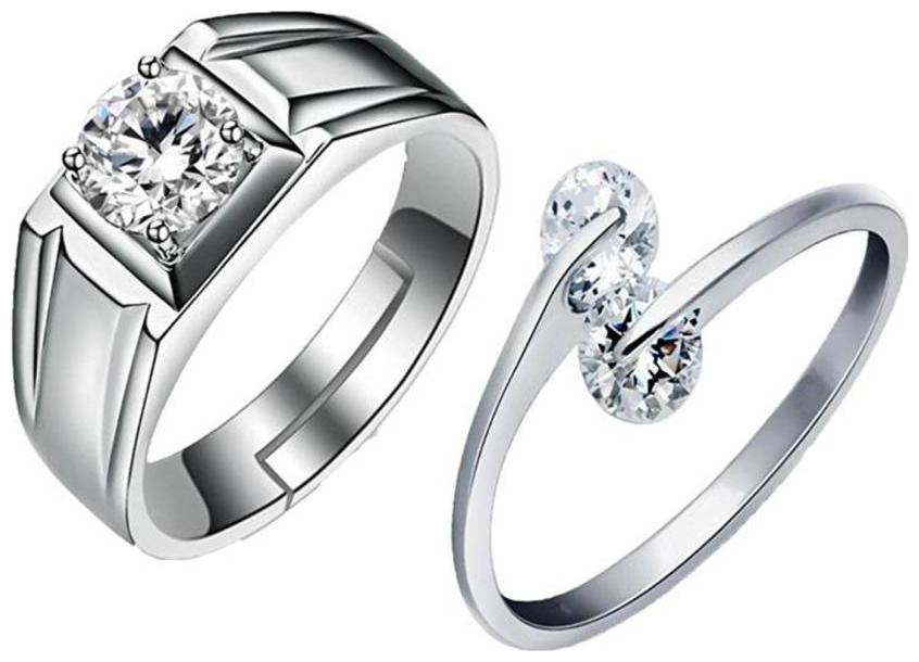 

Shubho Jewellers Stylish High Qualit Elegant Crystal Adjustable Couple Ring For Women Men
