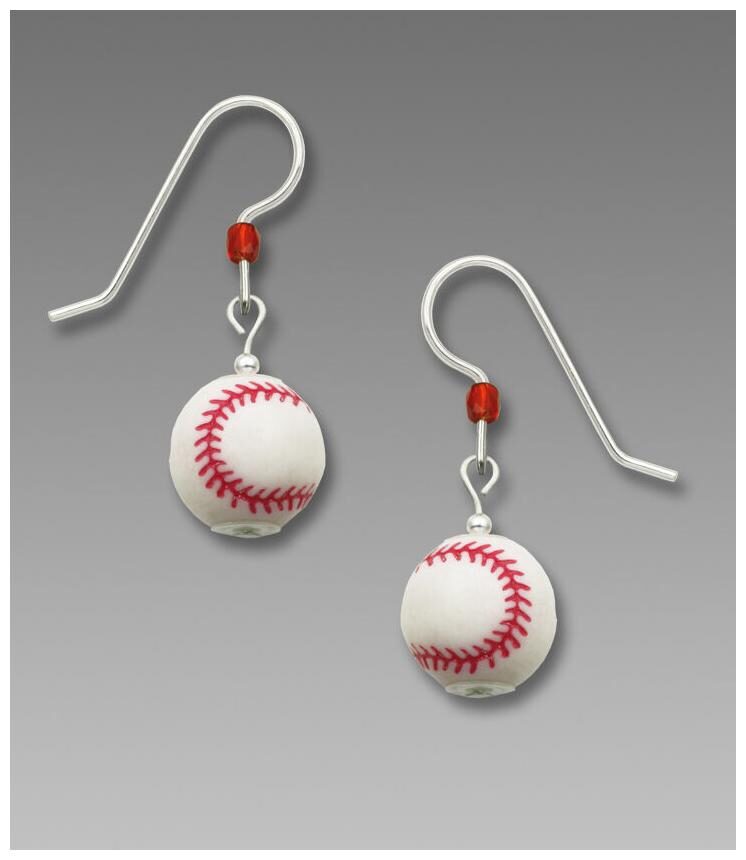 

Sienna Sky 3D BASEBALL Earrings STERLING Silver SOFTBALL 1920 USA Gift Box