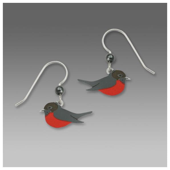 

Sienna Sky American ROBIN Earrings STERLING Silver Red BIRD Dangle 1124 Box