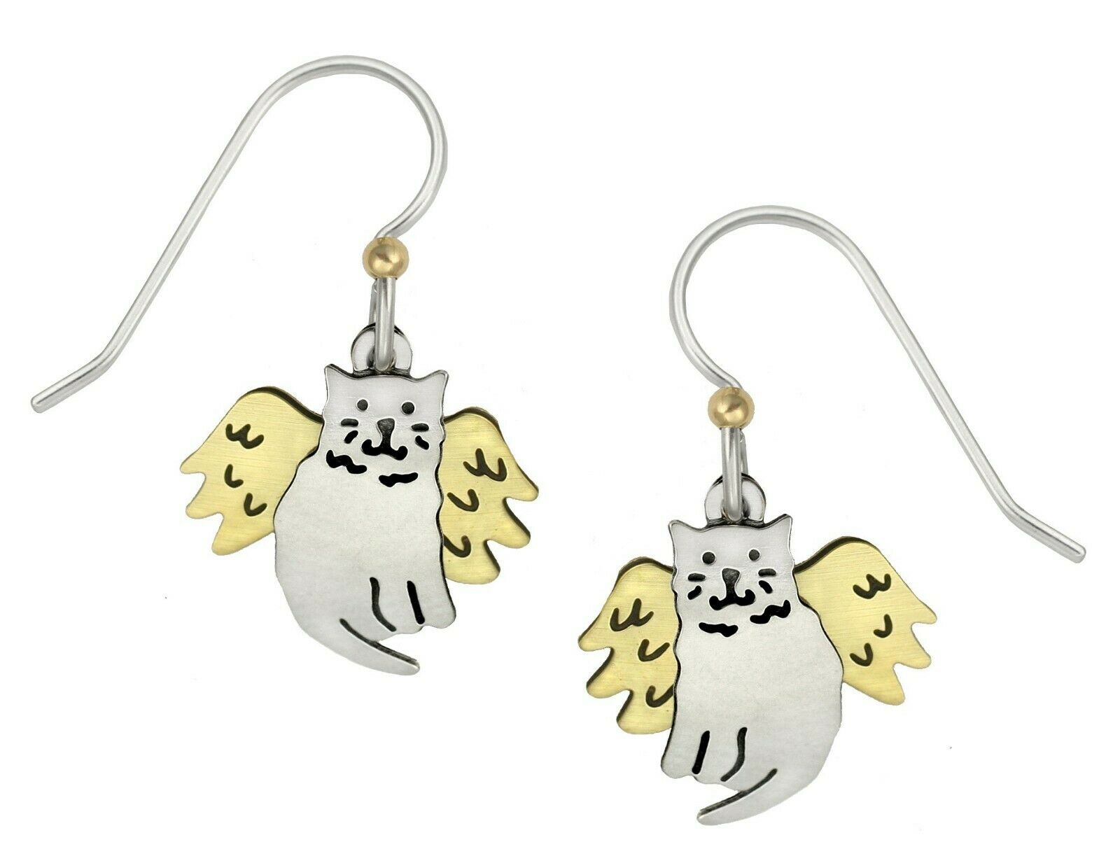 

Sienna Sky Angel Cat Earrings 2 Part Handmade Gold Silver Plated Pet Bereavement